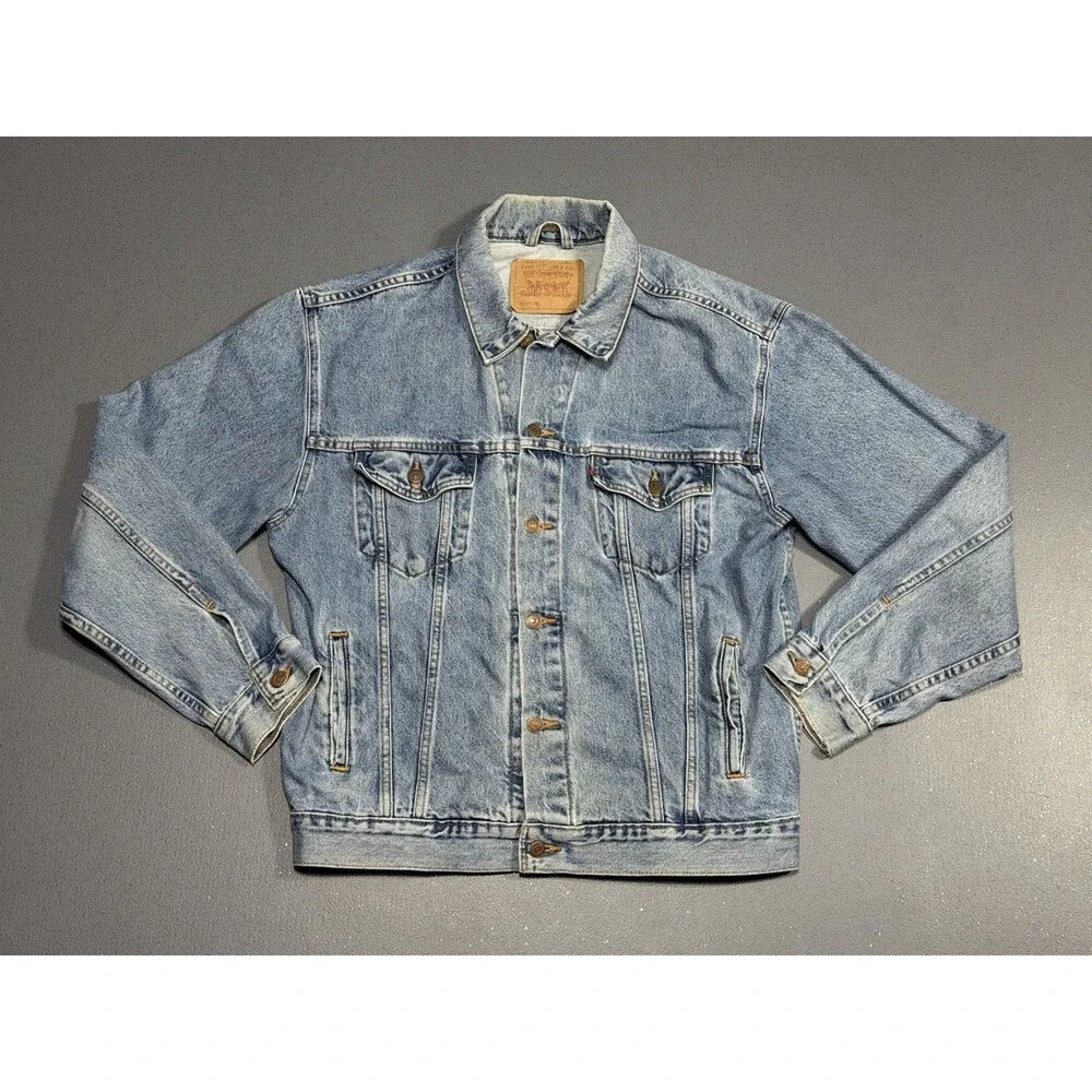 Vintage 1989 Levis 70507 0389 Denim Trucker Jacket Mens Large Light Wash 80s